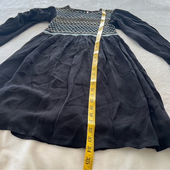 Free People Late Night Picnic Smocked Embroidered Dress CottageCore Black XS - Picture 11 of 12